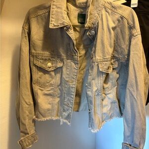 Wild Fable Light Gray Distressed Jean Jacket